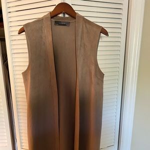 Limited faux suede long vest
